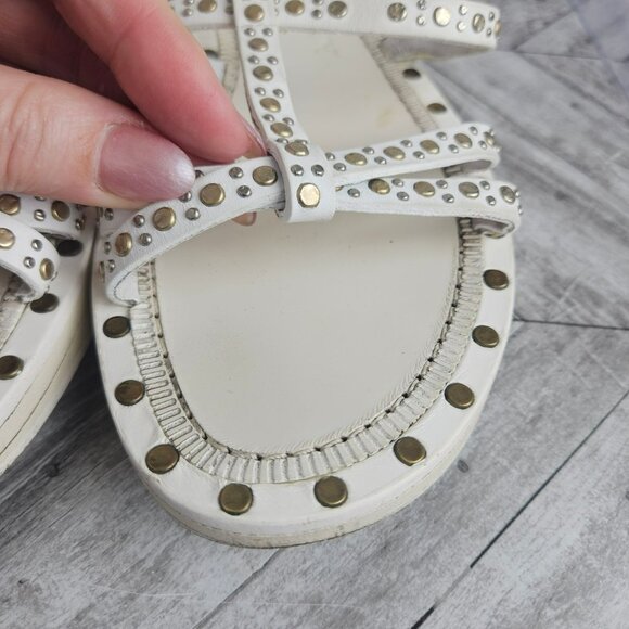 Burberry White Leather Studded Gladiator Sandals Womens US 8 Ankle Strap Shoes - Picture 13 of 16